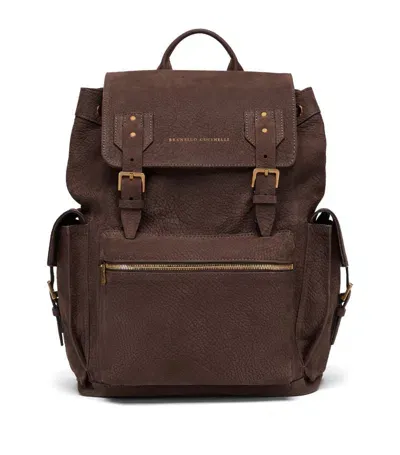 Brunello Cucinelli Leather Backpack In Brown