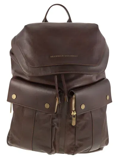 Brunello Cucinelli Leisure Backpack In Burgundy