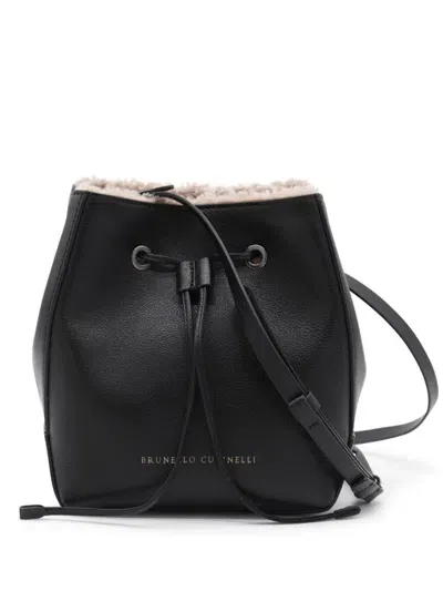 Brunello Cucinelli Leather Bucket Bag In 黑色