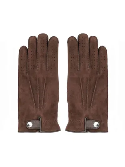 Brunello Cucinelli Leather Gloves In Coffee Pelo Brisa