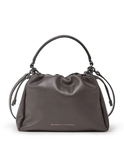 Brunello Cucinelli Leather Top-handle Bag In Brown