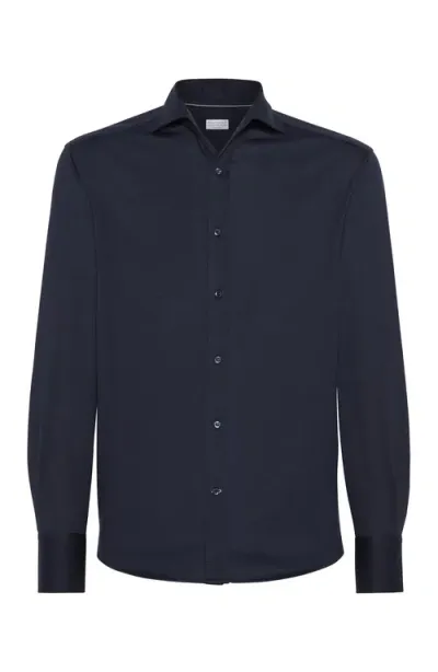 Brunello Cucinelli Lightweight Jersey Shirt In Blue