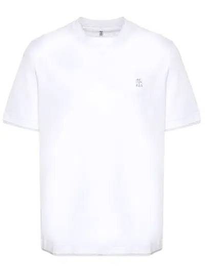 Brunello Cucinelli Logo Cotton T-shirt In White