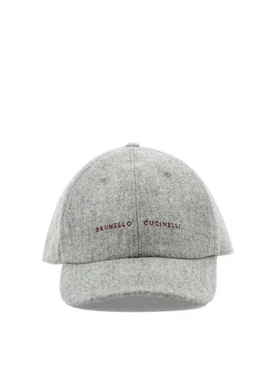 Brunello Cucinelli Logo Embroidered Baseball Cap In Grey