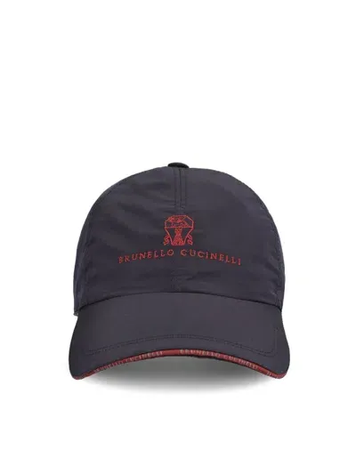 Brunello Cucinelli Logo Embroidered Baseball Cap In Navy