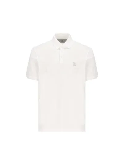 Brunello Cucinelli Logo Embroidered Polo Shirt In White