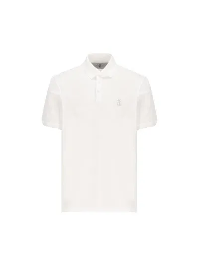 Brunello Cucinelli Logo Embroidered Polo Shirt In White