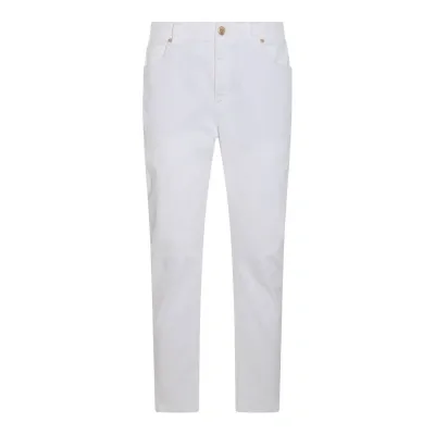 Brunello Cucinelli Logo Patch Straight Leg Jeans In Weiss