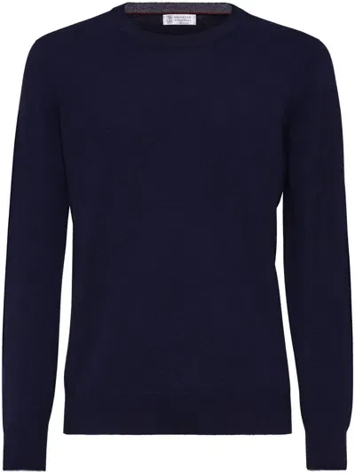 Brunello Cucinelli Crew Neck Sweater In Blue