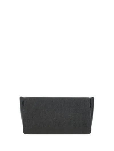 Brunello Cucinelli Magnetic Fastening Clutch Bag In Black