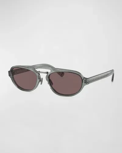 Brunello Cucinelli Bc4008s Oval-frame Sunglasses In Marc