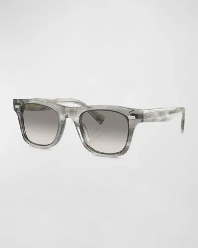 Brunello Cucinelli Men's Bc4002s Acetate Square Sunglasses In Striped Grey