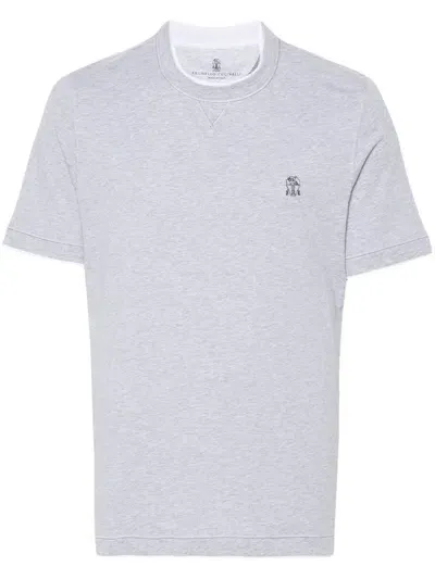 Brunello Cucinelli T-shirt  Men Color White In Grey