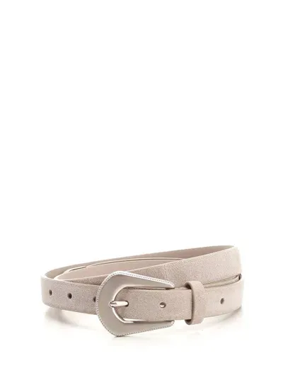 Brunello Cucinelli Metallic Buckle Fastened Belt In Beige