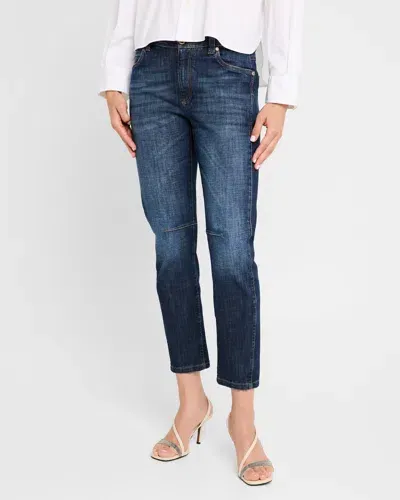 Brunello Cucinelli Mid-rise Skinny-leg Ankle Equestrian Denim Jeans In C8991 Denim