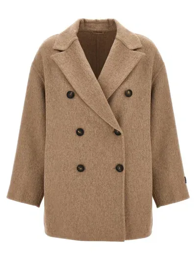 Brunello Cucinelli Monile Double-breasted Coat In Cream