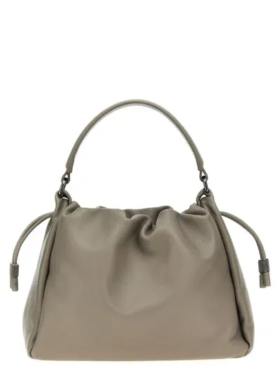 Brunello Cucinelli Monile Leather Handbag In Gray