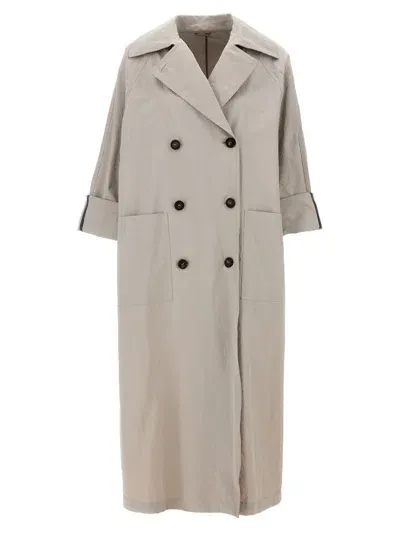 Brunello Cucinelli Monile Coats, Trench Coats Gray