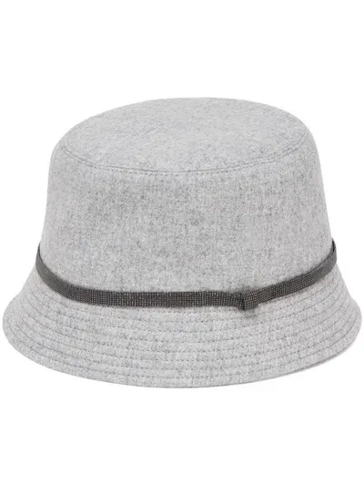 Brunello Cucinelli Monili Chain Detail Bucket Hat In Grey