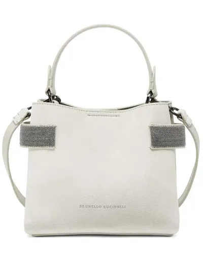 Brunello Cucinelli Monili-detail Leather Tote Bag In White