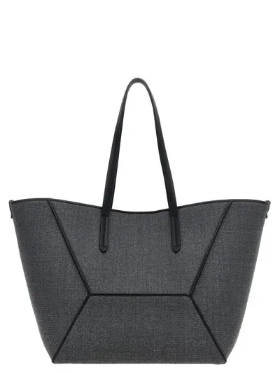 Brunello Cucinelli Calfskin Shopper Bag In Grey