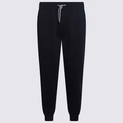 Brunello Cucinelli Navy Blue Cotton Pants In Black