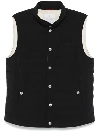 Brunello Cucinelli Nylon Down Vest In Black