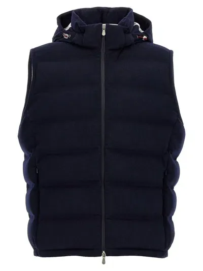 Brunello Cucinelli Padded Wool Vest In Blue