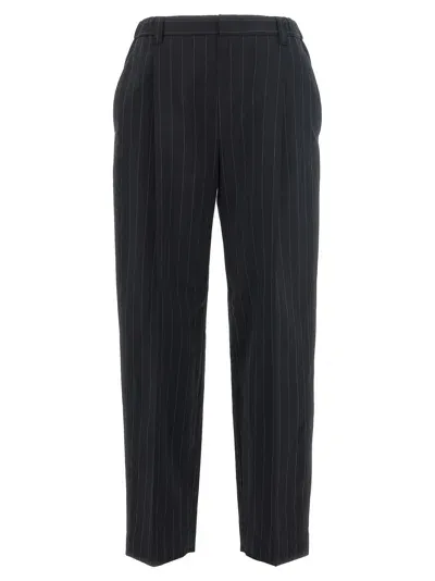 Brunello Cucinelli Pinstripe Pants In Black