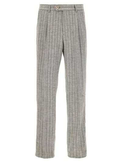 Brunello Cucinelli Pinstripe Pants In Grey