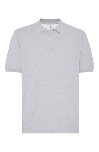 Brunello Cucinelli Piqué Polo Shirt In Grey