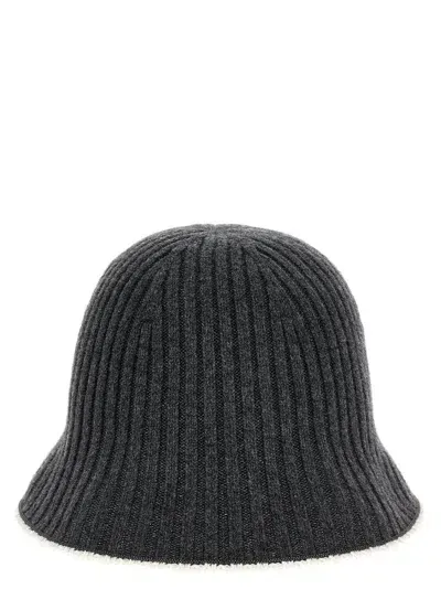 Brunello Cucinelli Ribbed Knit Bucket Hat In Grey