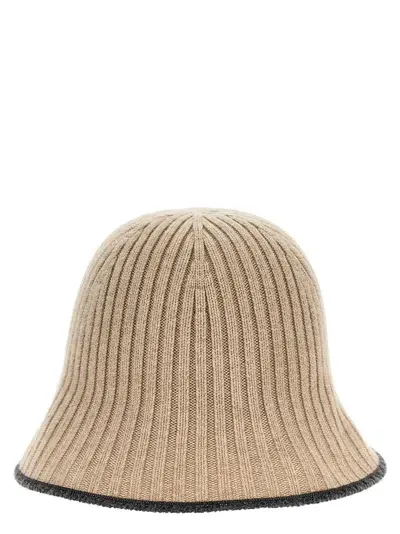 Brunello Cucinelli Ribbed Knit Bucket Hat Hats In Beige