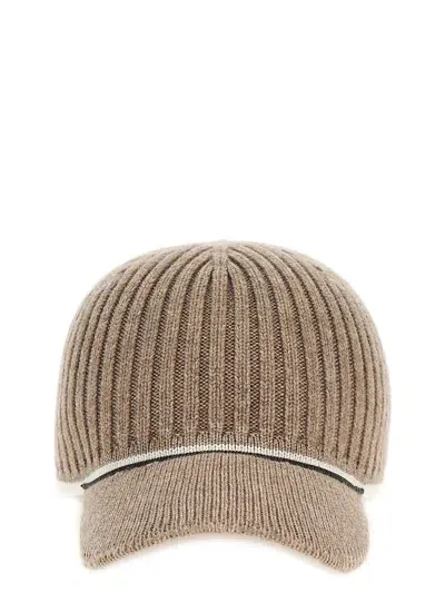 Brunello Cucinelli Ribbed Knit Cap In Cream