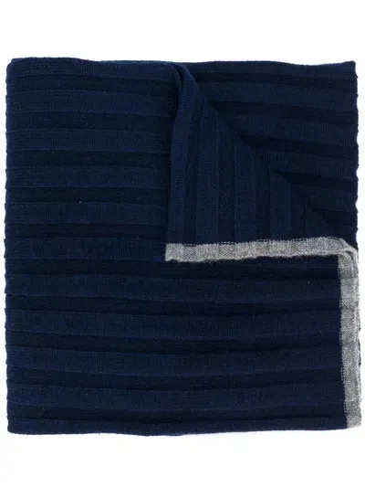 Brunello Cucinelli Ribbed Scarf In Blue