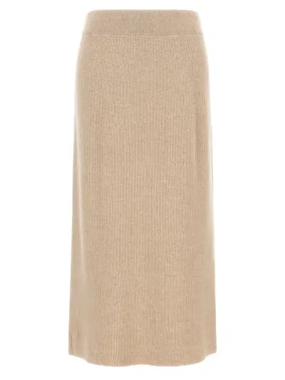 Brunello Cucinelli Ribbed Skirt In Cream