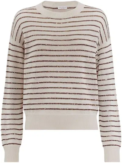 Brunello Cucinelli Round Neck Pullover In Brown