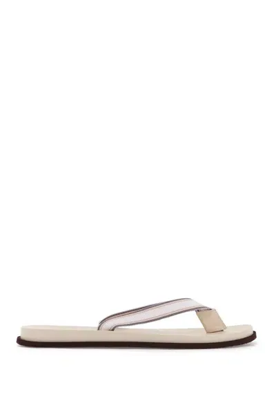 Brunello Cucinelli Rubber Flip-flop Slides In Neutrals