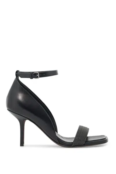 Brunello Cucinelli Sandals With Precious Strap Detail In Black