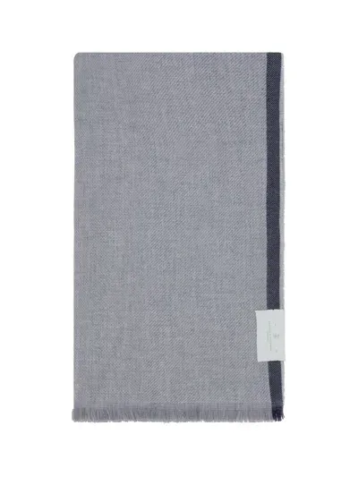 Brunello Cucinelli Scarf In Grigio Perla/marina/tortora