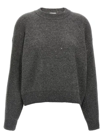 Brunello Cucinelli Sequin Lurex Sweater Sweater, Cardigans Gray In Grey