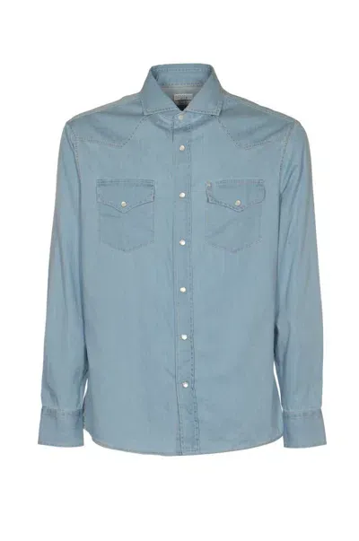 Brunello Cucinelli Shirts In Denim Chiarissimo