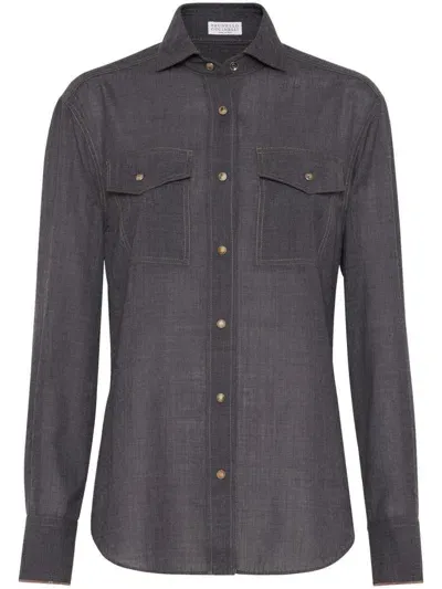 Brunello Cucinelli Shirts In Gray