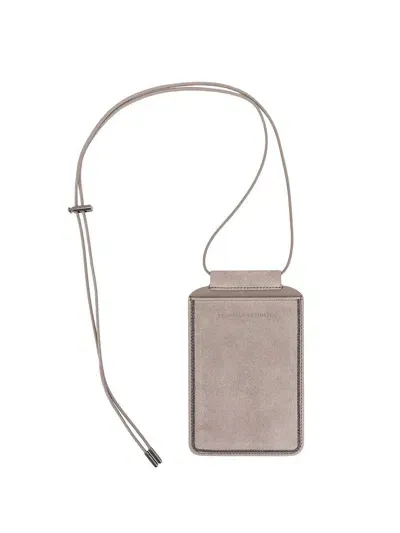 Brunello Cucinelli Shoulder Passport Holder In Grey