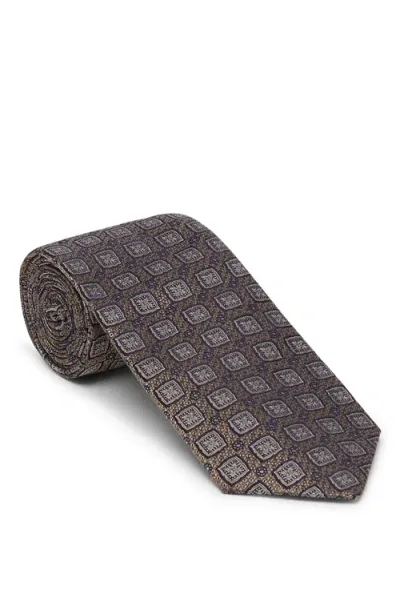 Brunello Cucinelli Silk Tie With Pattern In Light Brown