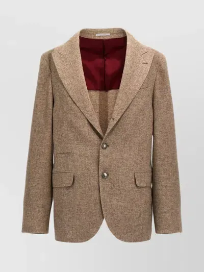 Brunello Cucinelli Single-breasted Yack Blazer In Beige