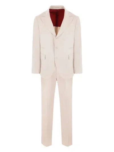 Brunello Cucinelli Single-breasted Suit In Linseed