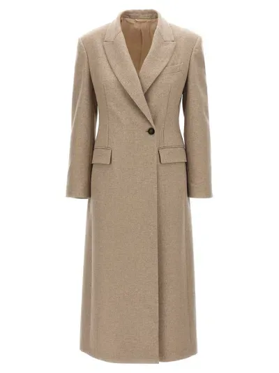 Brunello Cucinelli Single-breasted Wool Coat Coats, Trench Coats In Brown