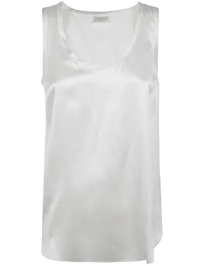 Brunello Cucinelli Sleveless Blouse In White