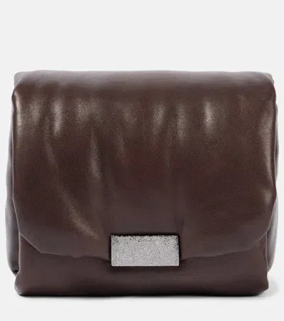 Brunello Cucinelli Small Leather Crossbody Bag In Brown